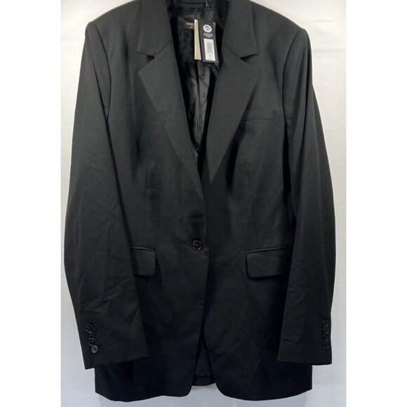 Banana Republic Siena Italian Black Wool Blazer Women's 14 Tall Jacket Lined NWT